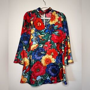 Flared Sleeve Zara Floral Print 70s Inspired Dress/Shirt